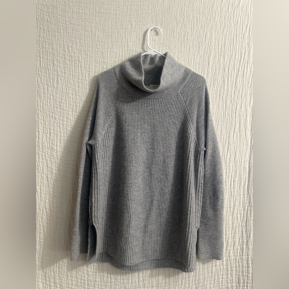 Vince Gray Cowl Neck Sweater with side zip Sz L